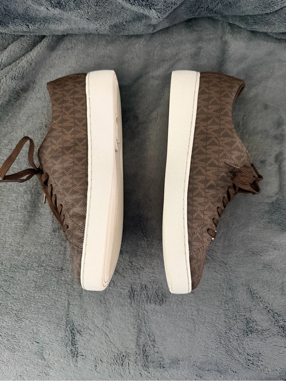 Michael Kors Brown and Gold Logo Lace-Up Sneakers